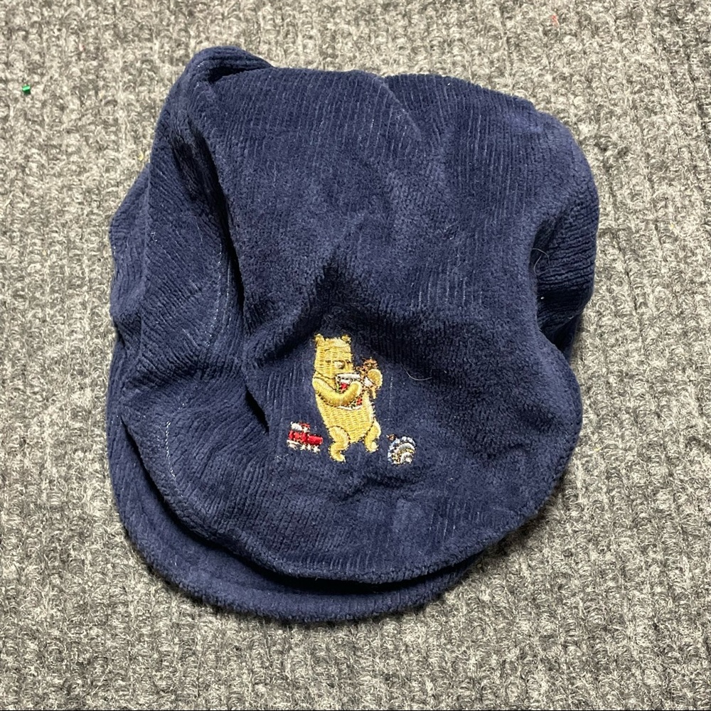 Classic Pooh dark blue corduroy baby boy hat- “one size”